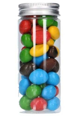 Plastic Potje Met Zilveren Schroefdeksel 4x10cm inhoud 95ml  6stuks