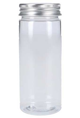 Plastic Potje Met Zilveren Schroefdeksel 4x10cm inhoud 95ml  6stuks