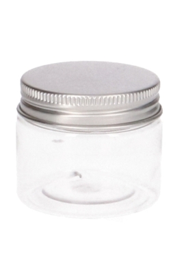 Plastic Potje Met Zilveren Schroefdeksel 5x4cm inhoud 50ml 12stuks