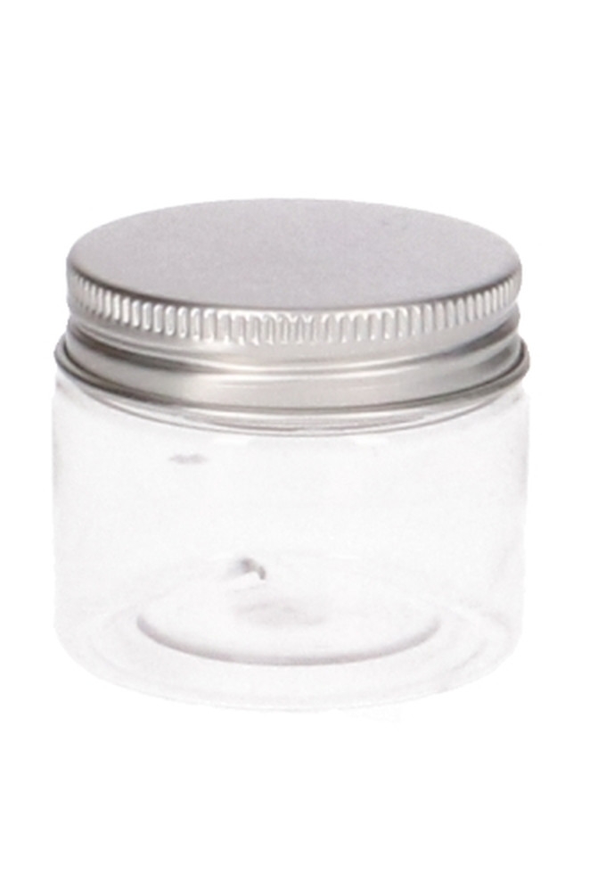 Plastic Potje Met Zilveren Schroefdeksel 5x4cm inhoud 50ml 12stuks
