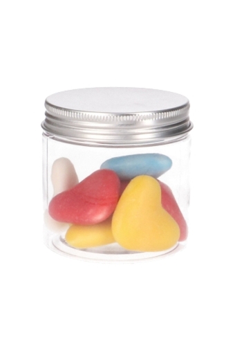 Plastic Potje Met Zilveren Schroefdeksel 7x7cm inhoud 200ml 6stuks
