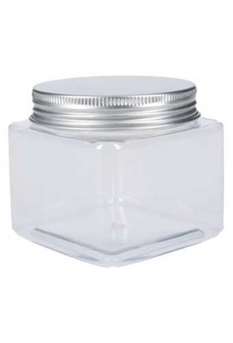 Plastic Potje Met Zilveren Schroefdeksel 7x7x6.1cm inhoud 195ml 6stuks