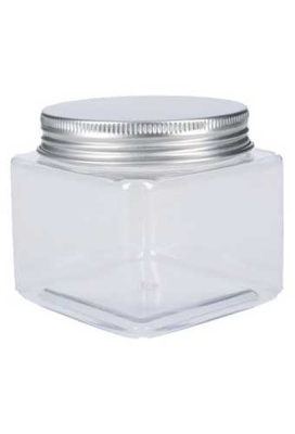 Plastic Potje Met Zilveren Schroefdeksel 7x7x6.1cm inhoud 195ml 6stuks