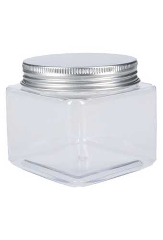 Plastic Potje Met Zilveren Schroefdeksel 7x7x6.1cm inhoud 195ml 6stuks