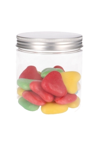 Plastic Potje Met Zilveren Schroefdeksel 9.5x10cm inhoud 515ml 6stuks