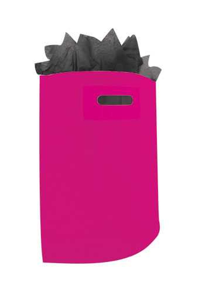 Plastic draagtassen Uni Magenta 35x4x44+2cm 50 mic 400 stuks