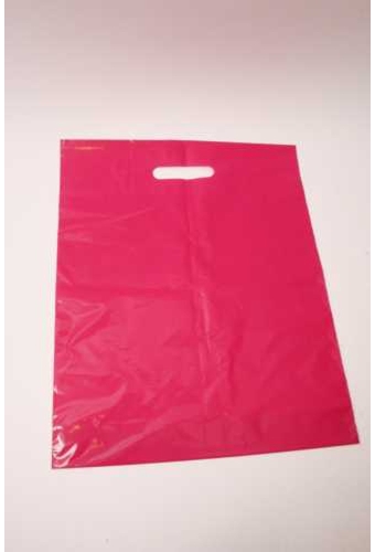 Plastic draagtassen Uni Magenta 35x4x44+2cm 50 mic 400 stuks