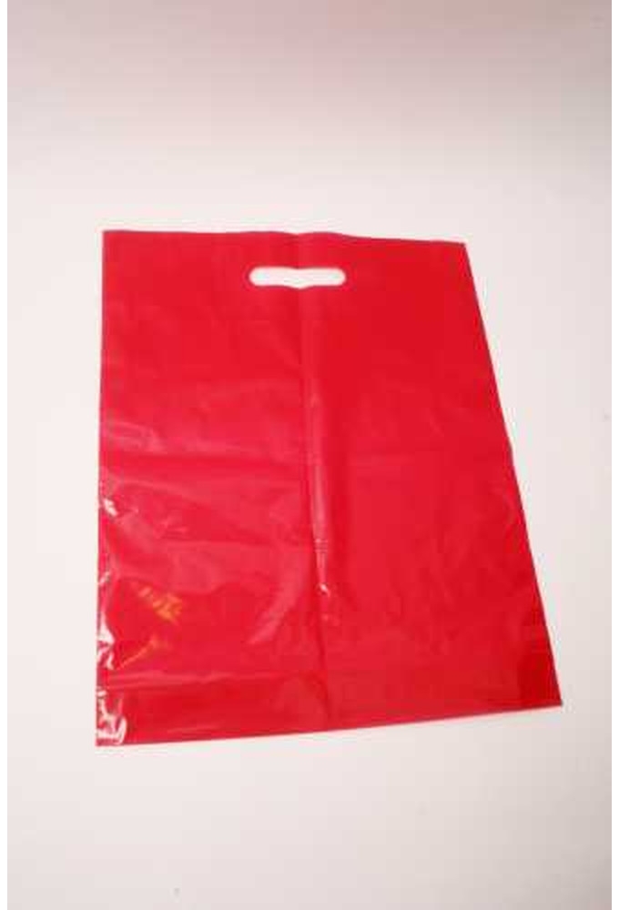 Plastic draagtassen Uni Rood 35x4x44+2cm 50 mic 400 stuks