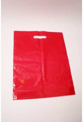 Plastic draagtassen Uni Rood 45x4x50+2cm 50 mic 400 stuks