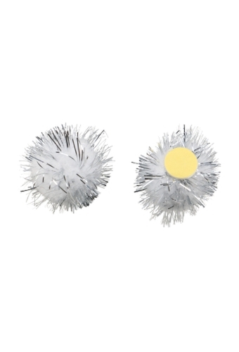 Pombows 25mm Zilver & Wit met plakker 100stuks