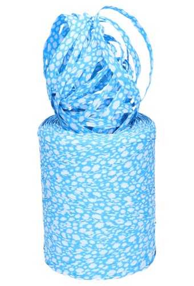 Raffia Linten Trend Baby Blauw Met Wit Wolkje 5mm x 200 meter OP IS OP