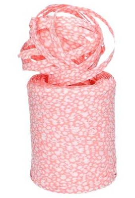 Raffia Linten Trend Baby Roze Met Wit Wolkje 5mm x 200 meter OP IS OP