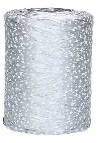 Raffia Linten Trend Zilver & Witte Sterren 5mm x 200 meter