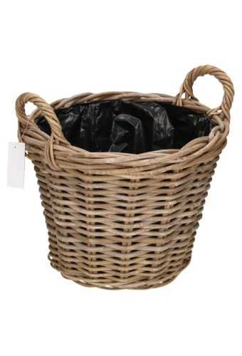 Rietenmanden Aardappelmand grey rotan diam. 34x26cm 4stu