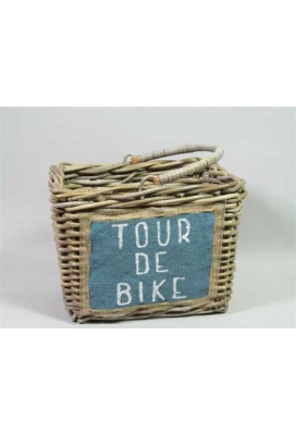 Rietenmanden Fietsmand grey rotan & scharni erhengsel 35x36x26cm 2st