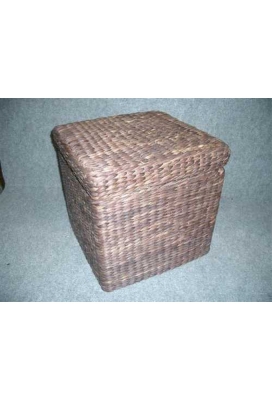 Rietenmanden Tabouret donker met los deksel 33x33x32cm 2stuks