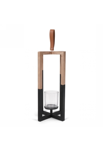 SENZA Houten Kandelaar Zwart Large 1 stuk