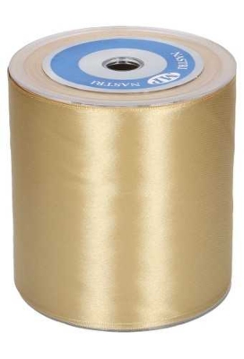 Satijn Lint Super Breed 100mm x 25 meter Goud