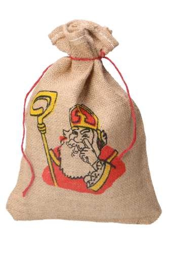 Sint Jutezak Sinterklaas Klein Met Koord 15x25cm Opdruk 25st OP IS OP