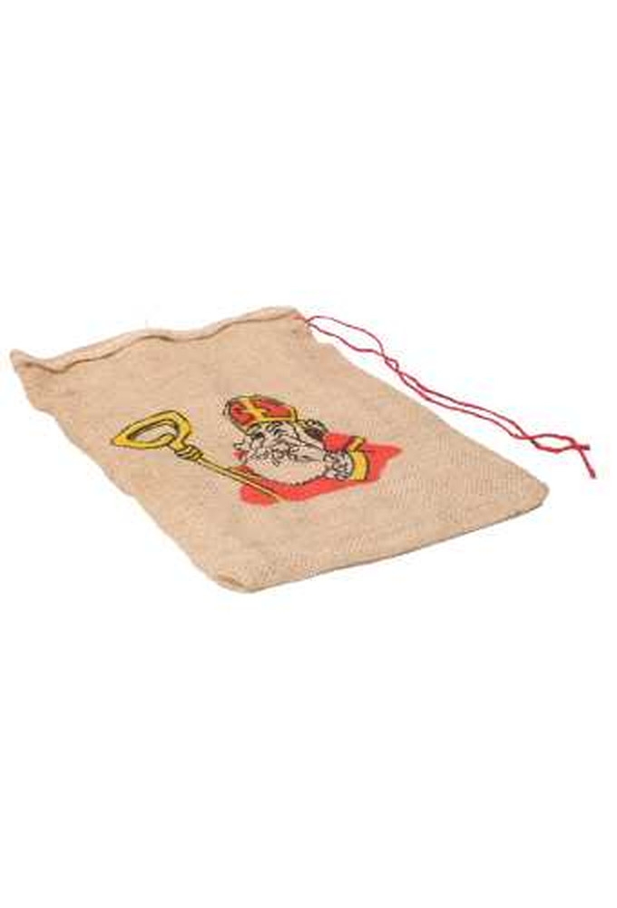 Sint Jutezak Sinterklaas Klein Met Koord 15x25cm Opdruk 25st OP IS OP