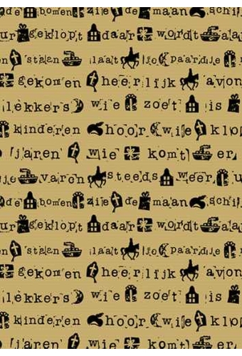 Sintpapier Bruin Kraft Sint Stempel Zwart 70cm x 125meter
