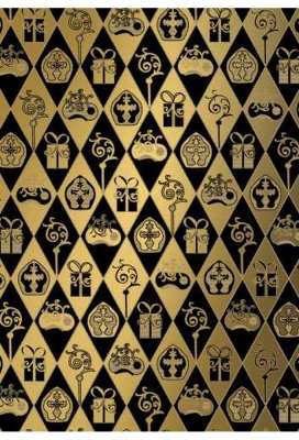 Sintpapier Bruin Kraft Sint Zwart & Goud 50cm x 125meter OP IS OP