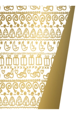 Sintpapier Dubbelzijdig Sinterklaas Mijter & Staf 50cm x 125meter