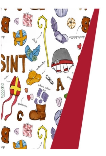 Sintpapier Dubbelzijdig Sinterklaas On The Move Rood 70cm x 200meter