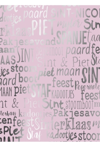 Sintpapier Metaalpapier Sint Handlettering Pastel Roze 30cm x 125meter