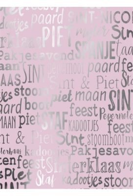 Sintpapier Metaalpapier Sint Handlettering Pastel Roze 30cm x 125meter