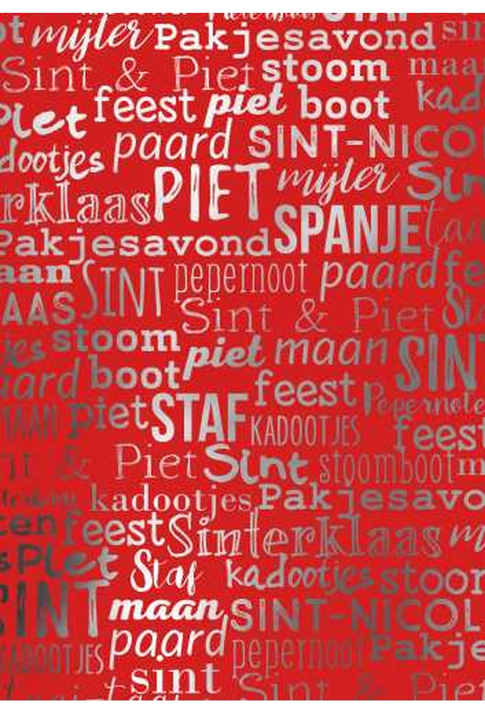 Sintpapier Metaalpapier Sint Handlettering Rood 50cm x 125m OP IS OP