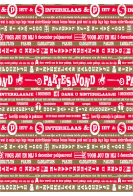 Sintpapier Trendy Pakjesavond Rood Goud 50cm x 125meter  OP IS OP
