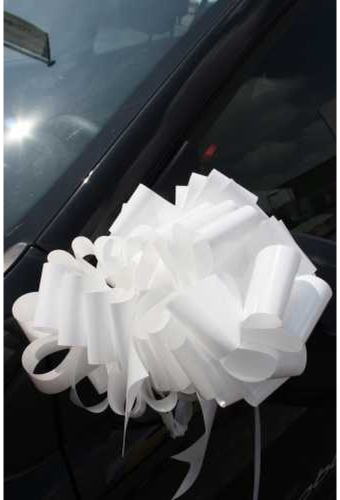 Strik Lak Wit Met Drie Dubbele Strik Doorsnee 25cm lint 5cm