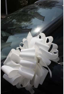 Strik Lak Wit Met Twee Dubbele Strik doosnee 30 cm lint 6.8cm