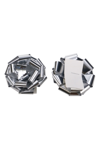 Strikje Fiocchi R70mm Lint 19mm Metallic Zilver Met Plakker 40stuks