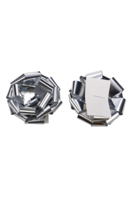 Strikje Fiocchi R70mm Lint 19mm Metallic Zilver Met Plakker 40stuks