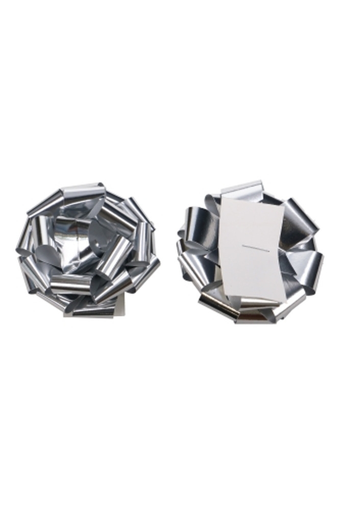 Strikje Fiocchi R70mm Lint 19mm Metallic Zilver Met Plakker 40stuks