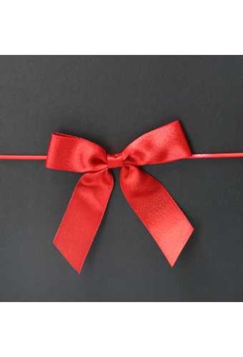 Strikje Satijn Lint Rood Met Goud & Elastiek 20cm 10x10cm 24stuks