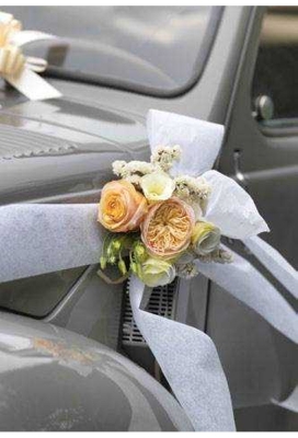 Trouwpakket Voor Auto Met Strikken en Lint Wit 5delig