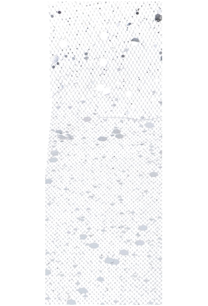 Tule Lint Zilver Dots Metallic 40mm x 50 meter