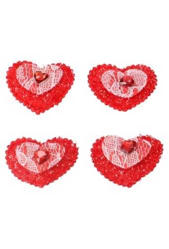 Vilten Decoratie Hart Met Briljant Met Plakker 3cm 100stuks
