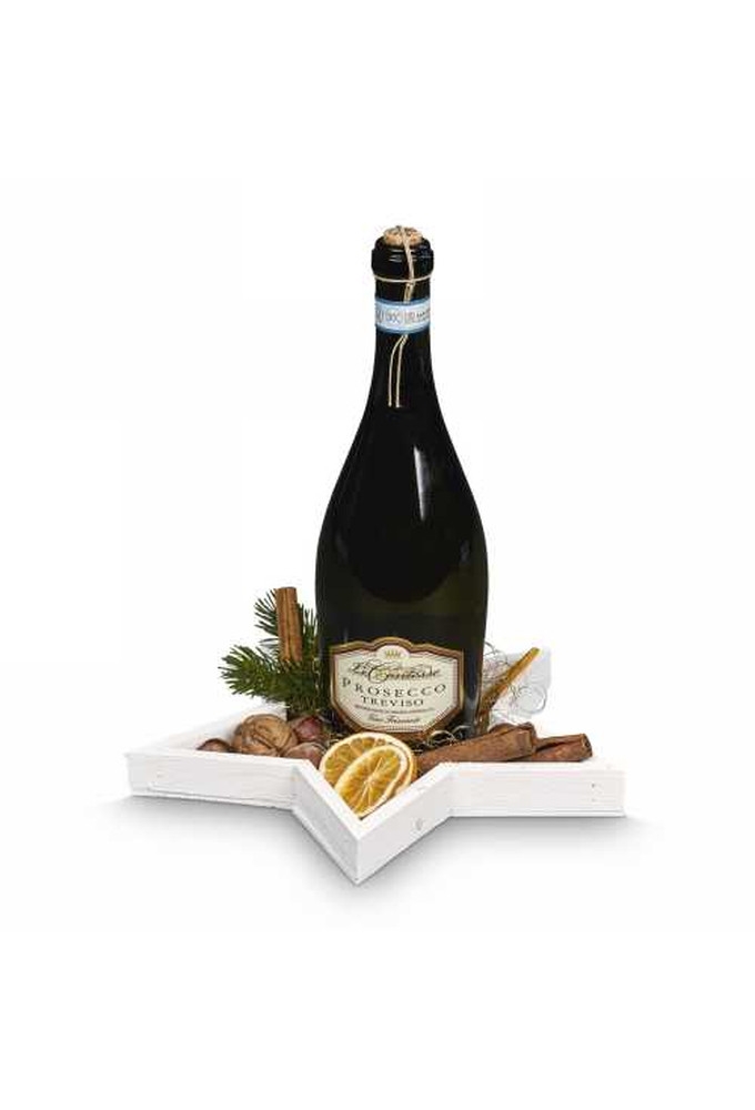 Wijn Ster Plateau Wit 1 Fles 24x24x2cm 10stuks