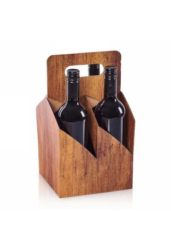Wijn draagdoos Timber 4 fles 0.75l 18x18x32cm 50stuks