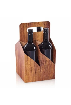 Wijn draagdoos Timber 4 fles 0.75l 18x18x32cm 50stuks