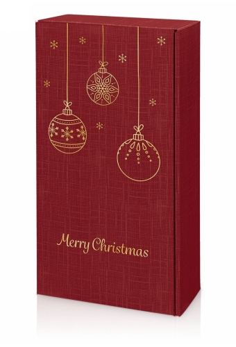 Wijndoos Bordeaux Merry Christmas Goud 2 Fles 36x18x9cm 25stuks