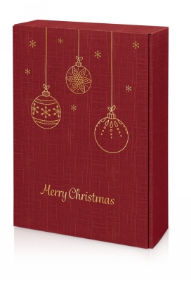 Wijndoos Bordeaux Merry Christmas Goud 3 Fles 36x25x9cm 25stuks