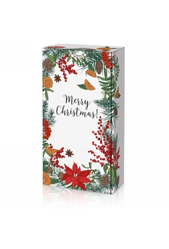 Wijndoos Merry Christmas 2 Fles 36x18x9cm 25stuks