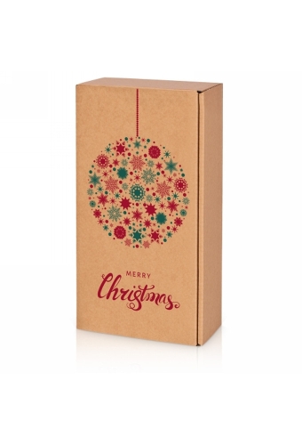 Wijndoos Merry Christmas Kraft 2 Fles 36x18x9cm 25stuks
