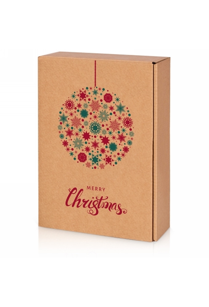 Wijndoos Merry Christmas Kraft 3 Fles 36x25x9cm 25stuks