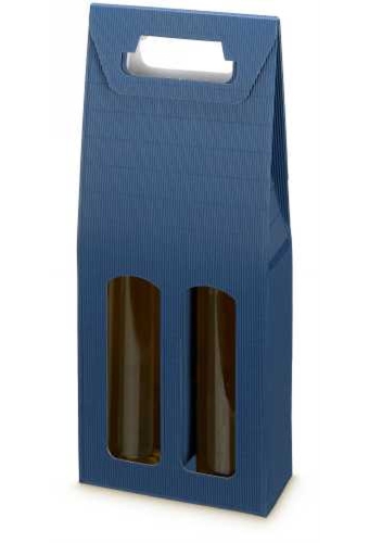 Wijndoos Modern Blauw 38x18x9cm 2 fles 50stuks